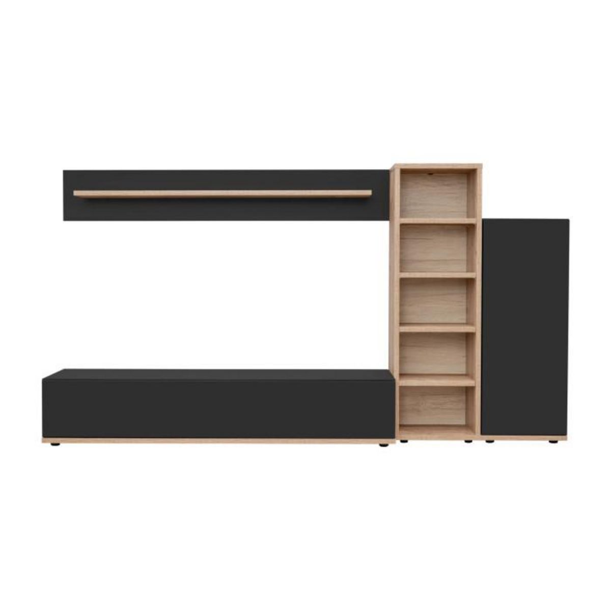 Paris Prix Ensemble Meuble TV Design  Skill  240cm Noir & Naturel