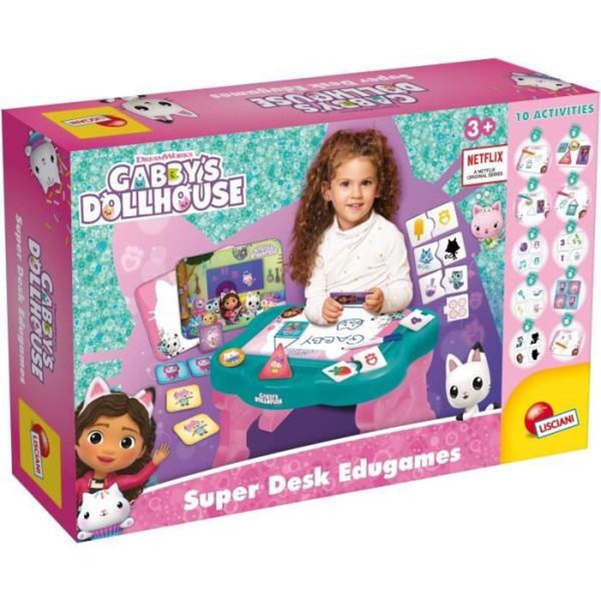 LISCIANI GIOCHI Table éducative - lisciani - gabby's dollhouse - super desk - jeux logiques - personnages animés - activités ludiques