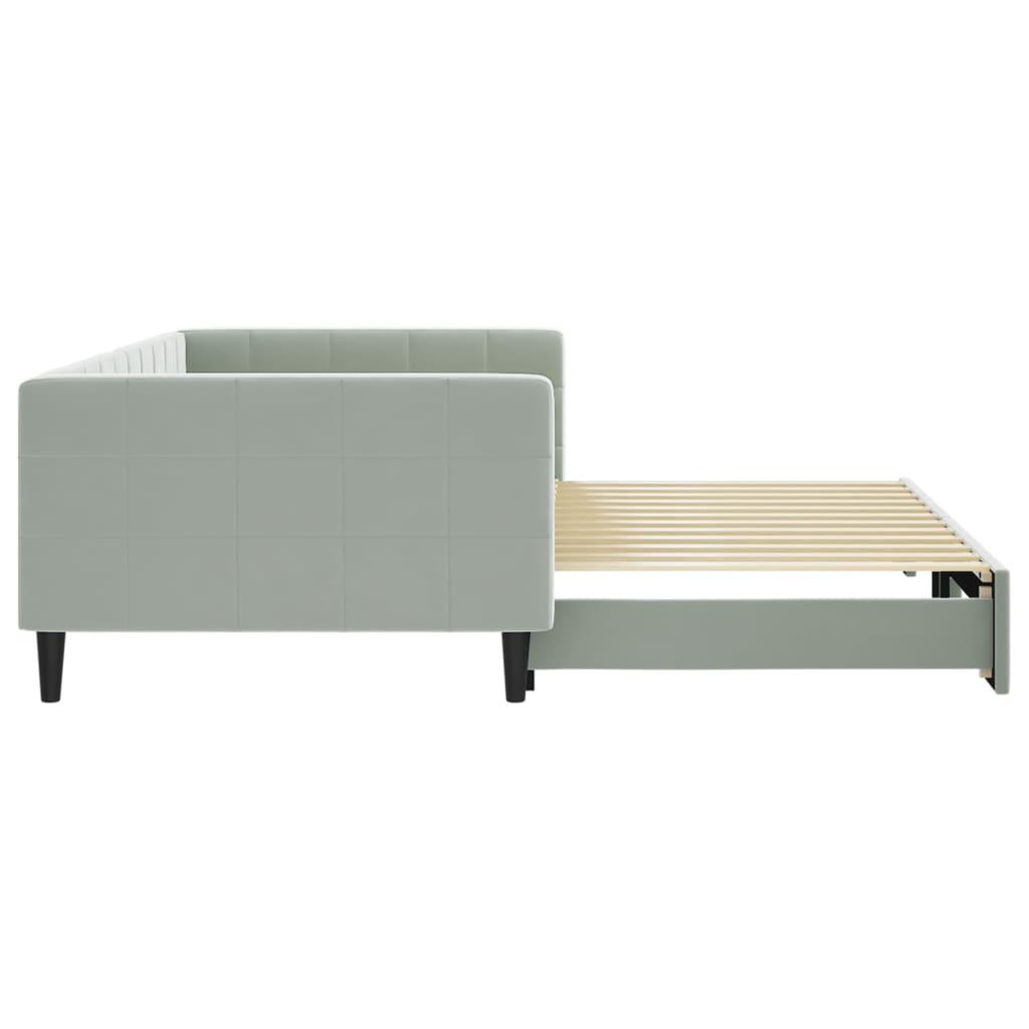 Voir la diapositive 4 : VIDAXL Lit de jour avec gigogne sans matelas gris clair 100x200 cm