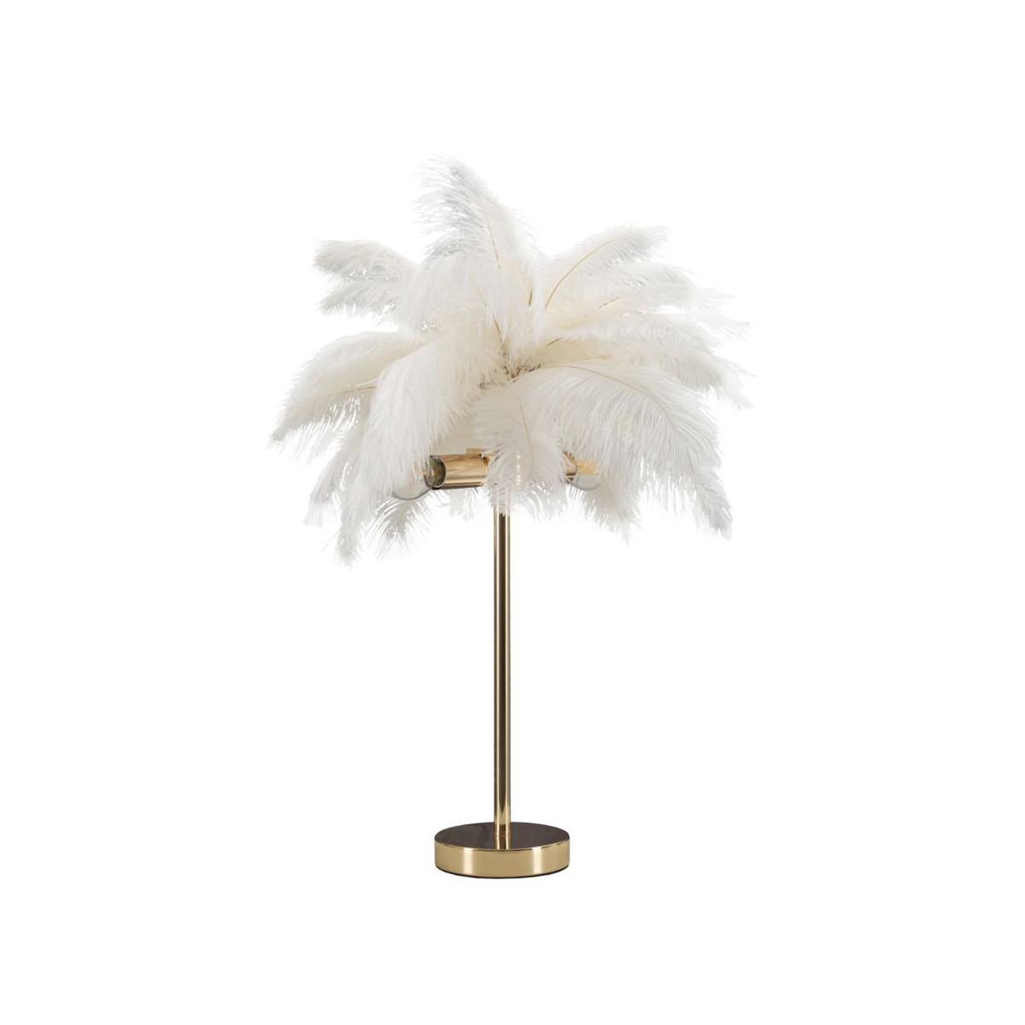 Paris Prix Lampe à poser imitation plume  palm  60cm or & blanc