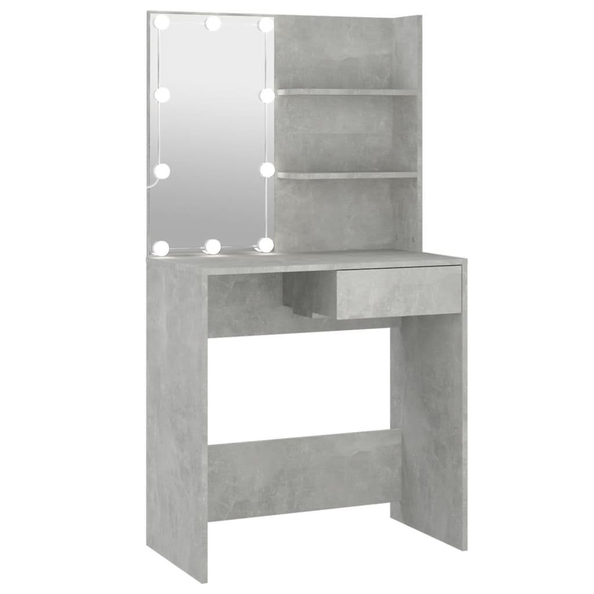Voir la diapositive 2 : VIDAXL Coiffeuse avec LED Gris beton 74,5x40x141 cm
