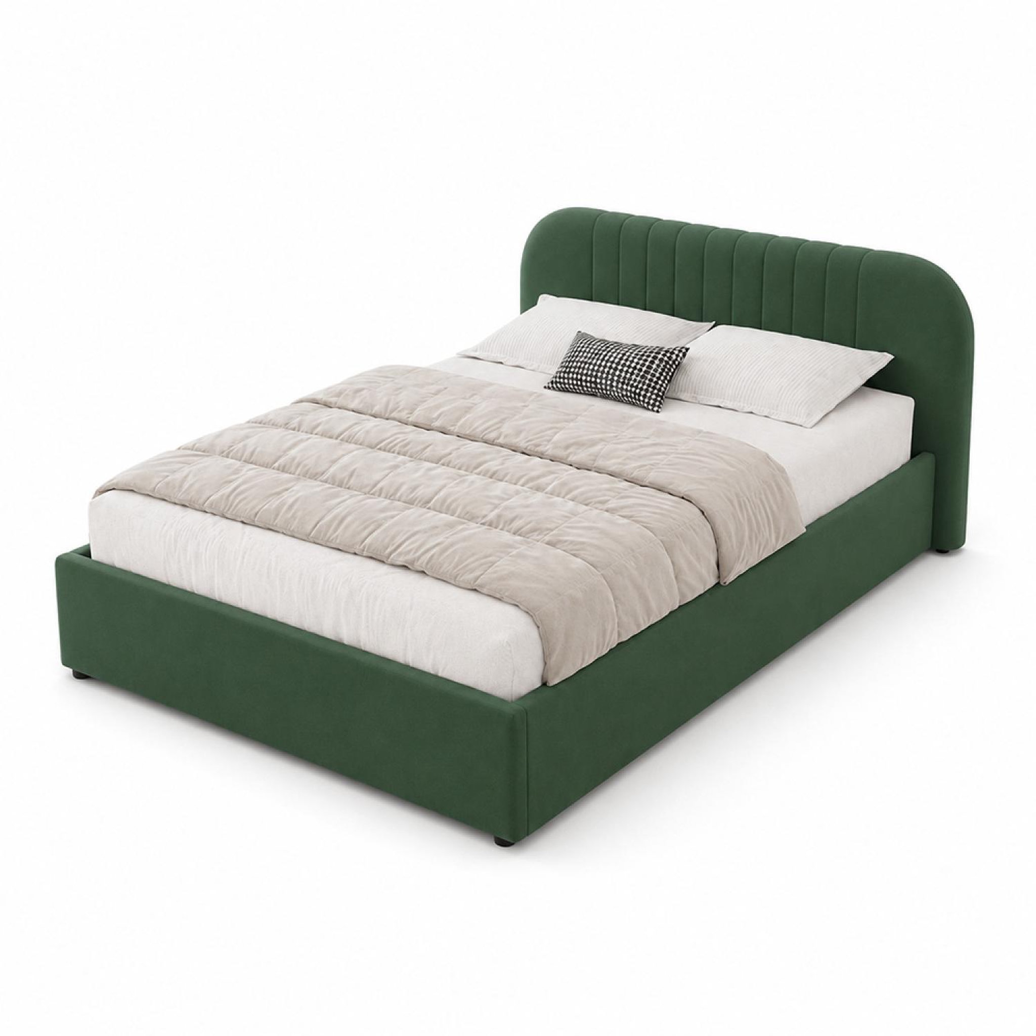 CONCEPT USINE Lit avec coffre de rangement 140x190cm en velours vert irvine