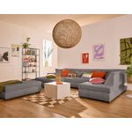 LISA DESIGN Vermont - canapé panoramique d'angle droit - 7 places - convertible avec coffre - en velours côtelé. Coloris disponibles : Noir