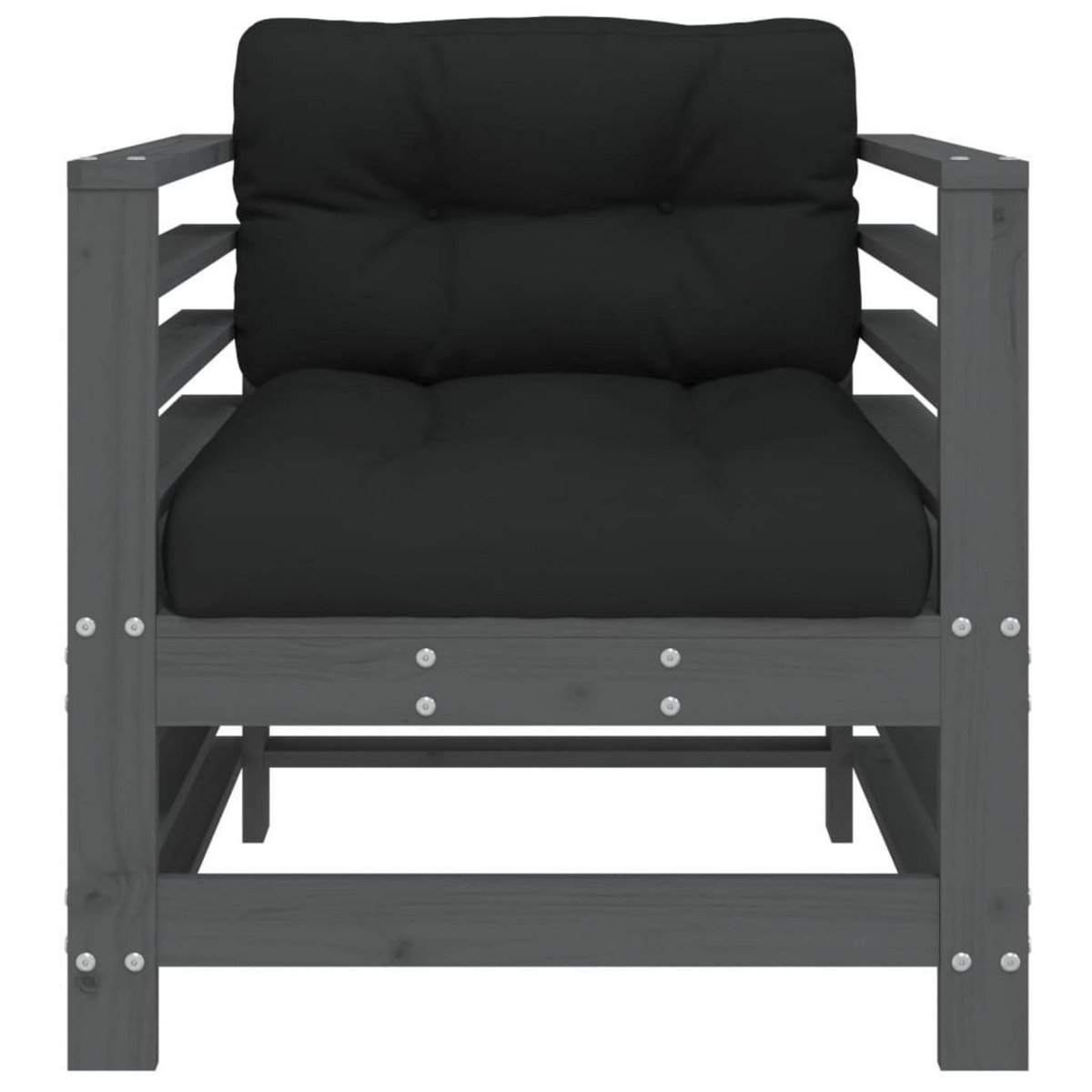 VIDAXL Chaises de jardin et coussins lot de 2 gris bois de pin massif