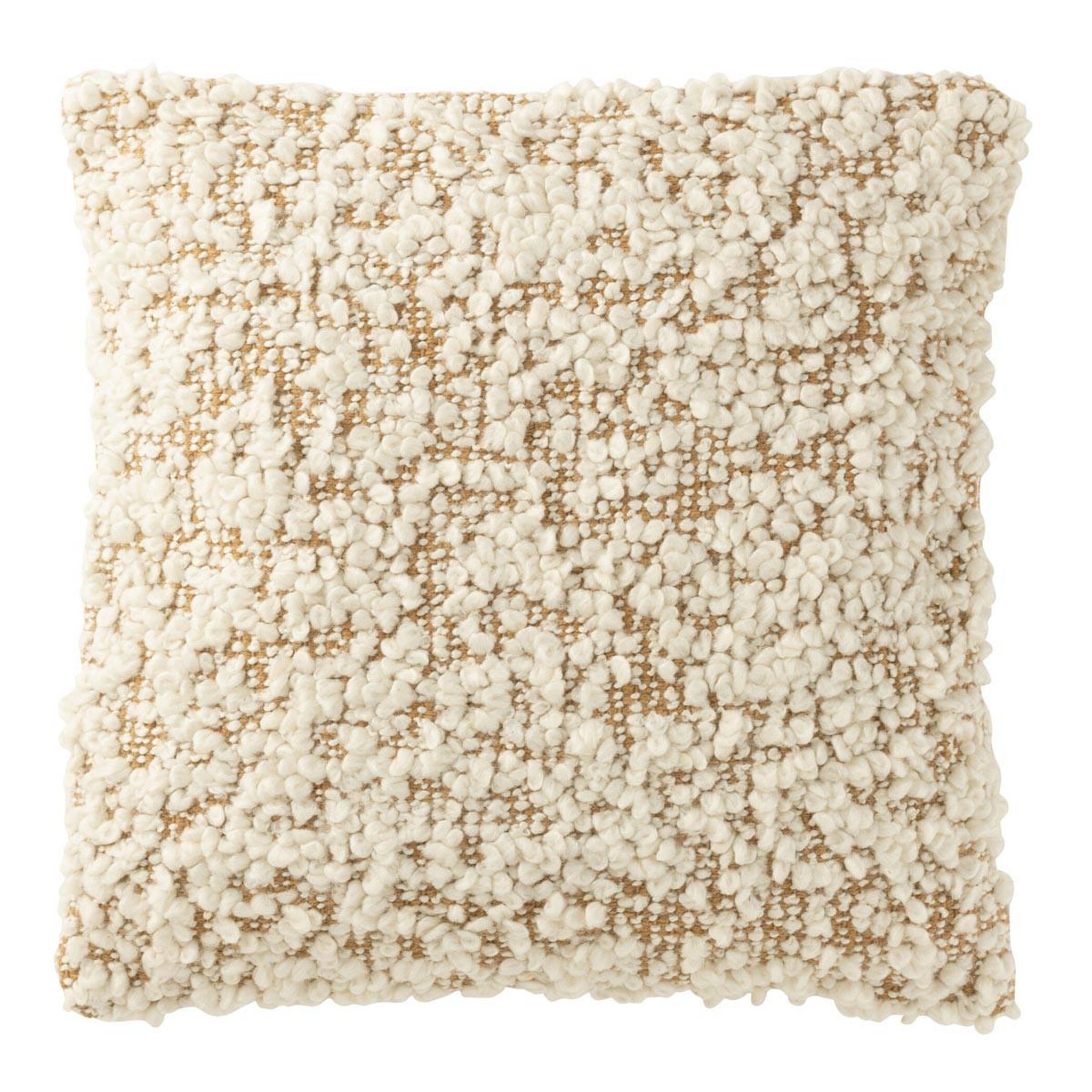 J-LINE Coussin bouclette  elvia  45x45cm camel & crème