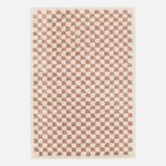 SWEEEK Tapis intérieur shaggy poils longs damier vieux rose et crème. Coloris disponibles : Rose