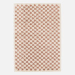 SWEEEK Tapis intérieur shaggy poils longs damier vieux rose et crème. Coloris disponibles : Rose