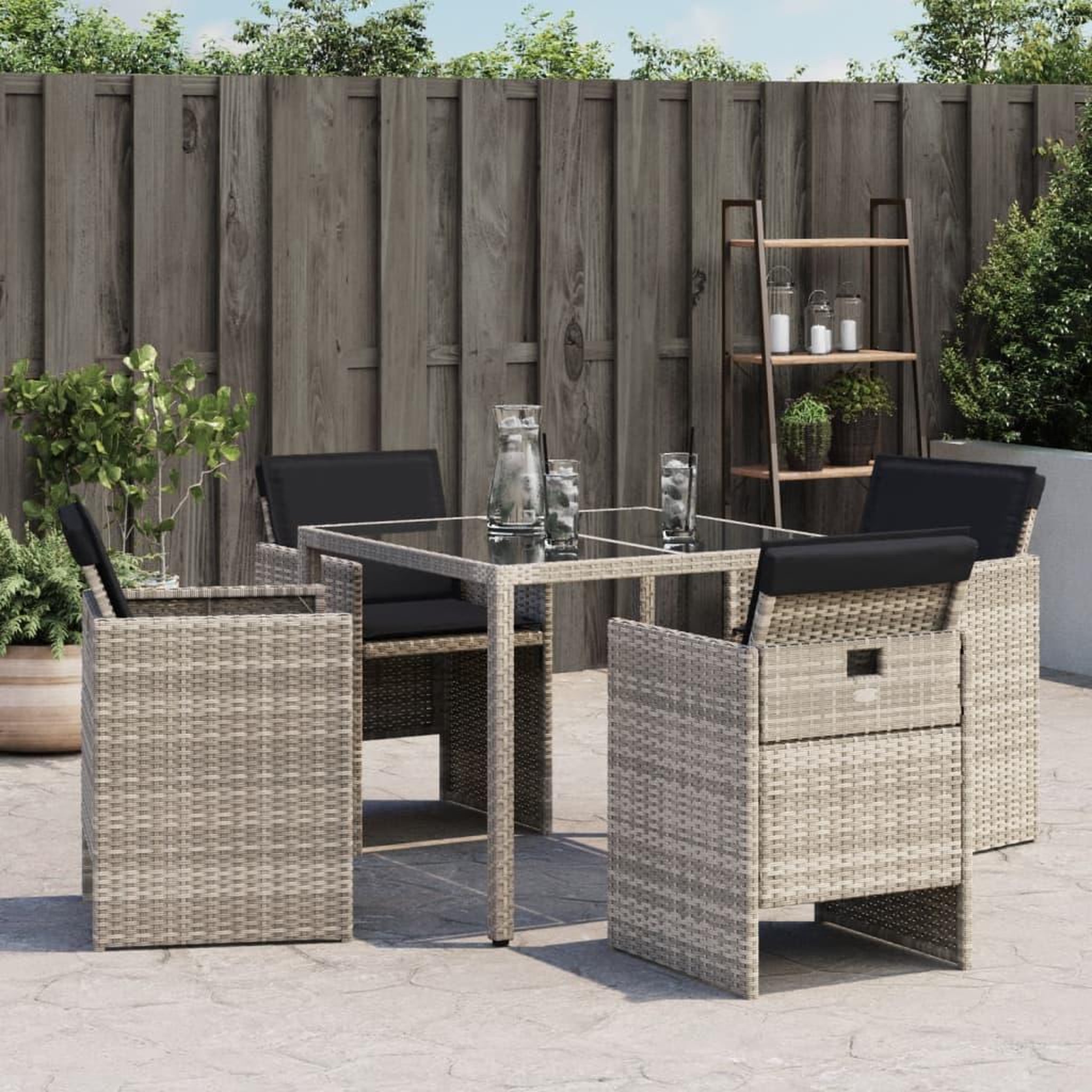 Voir la diapositive 4 : VIDAXL Chaises de jardin avec coussins lot de 4 gris clair poly rotin