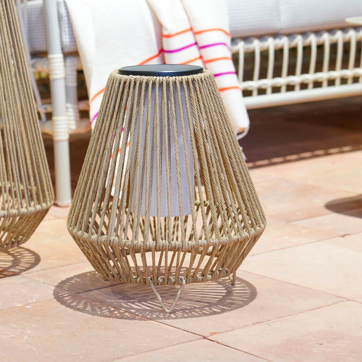 Lumisky Lanterne solaire SALOMEA Beige Rotin 27x27x H40cm