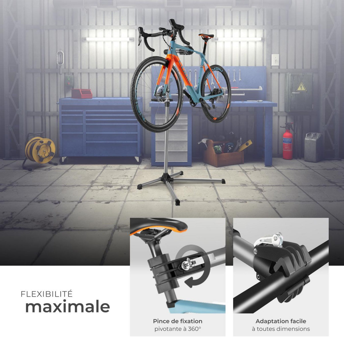 tectake Pied d'atelier vélo support de montage pour tous les modèles courants noir