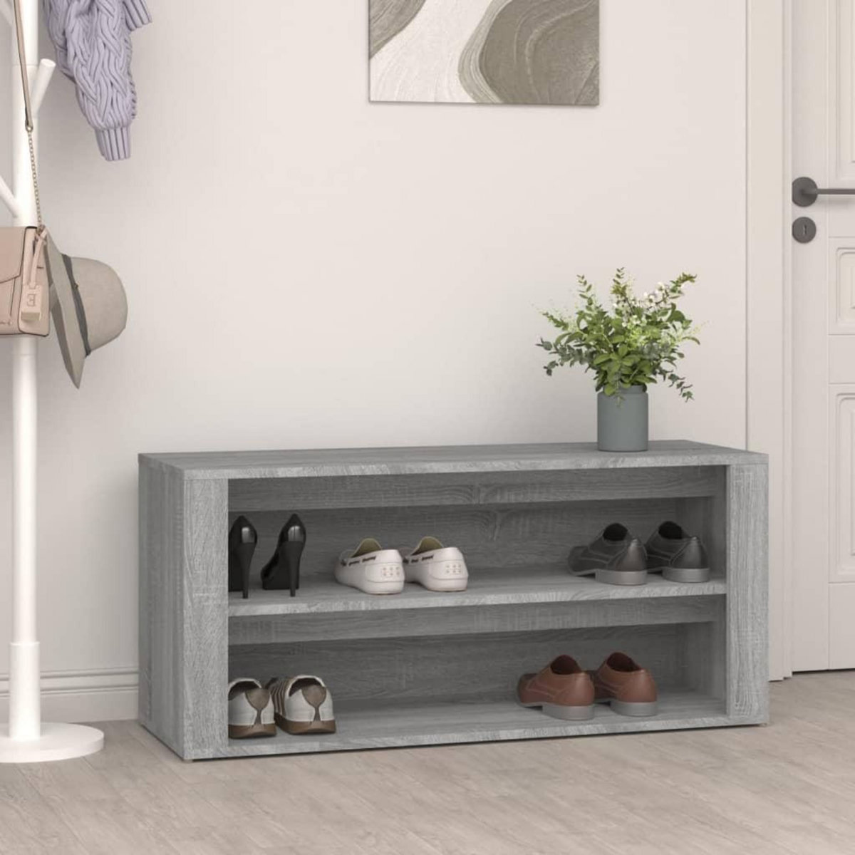 VIDAXL Etagere a chaussures Gris beton 100x35x45 cm Bois d'ingenierie