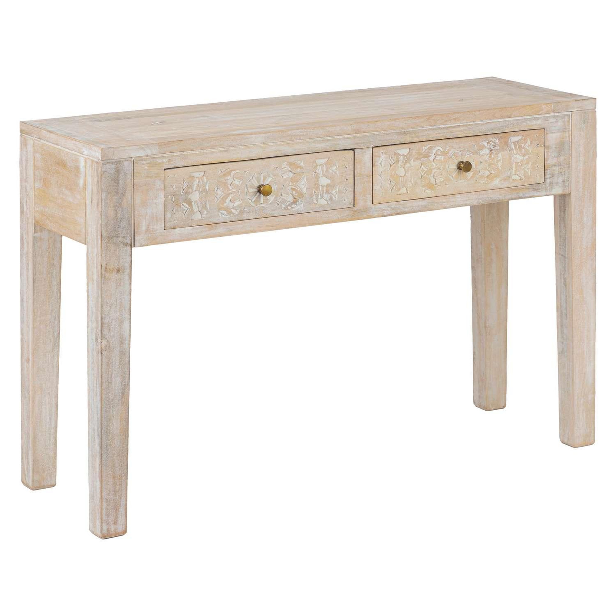 ATMOSPHERA Console 2 tiroirs en bois massif shirel - beige