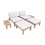 SWEEEK Lot de 2 bains de soleil modulables bois d'acacia naturel multi positions avec table - Mae