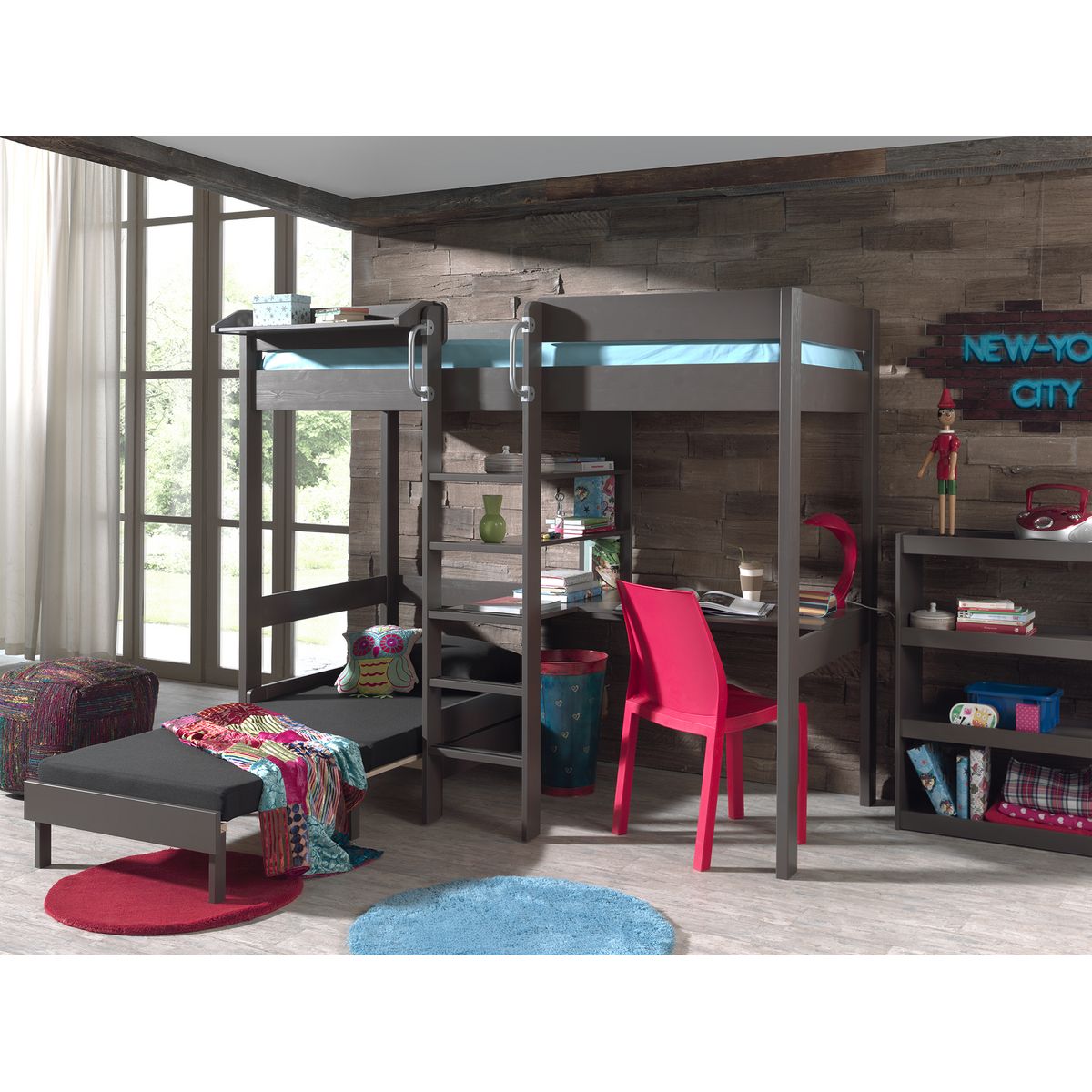 Lit mezzanine+ banquette transformable WOODY