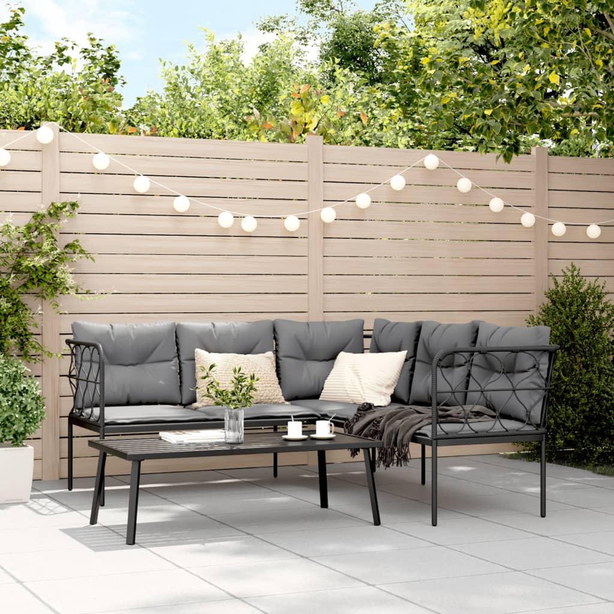 Voir la diapositive 3 : VIDAXL Ensemble de canapes de jardin et coussins noir acier textilene