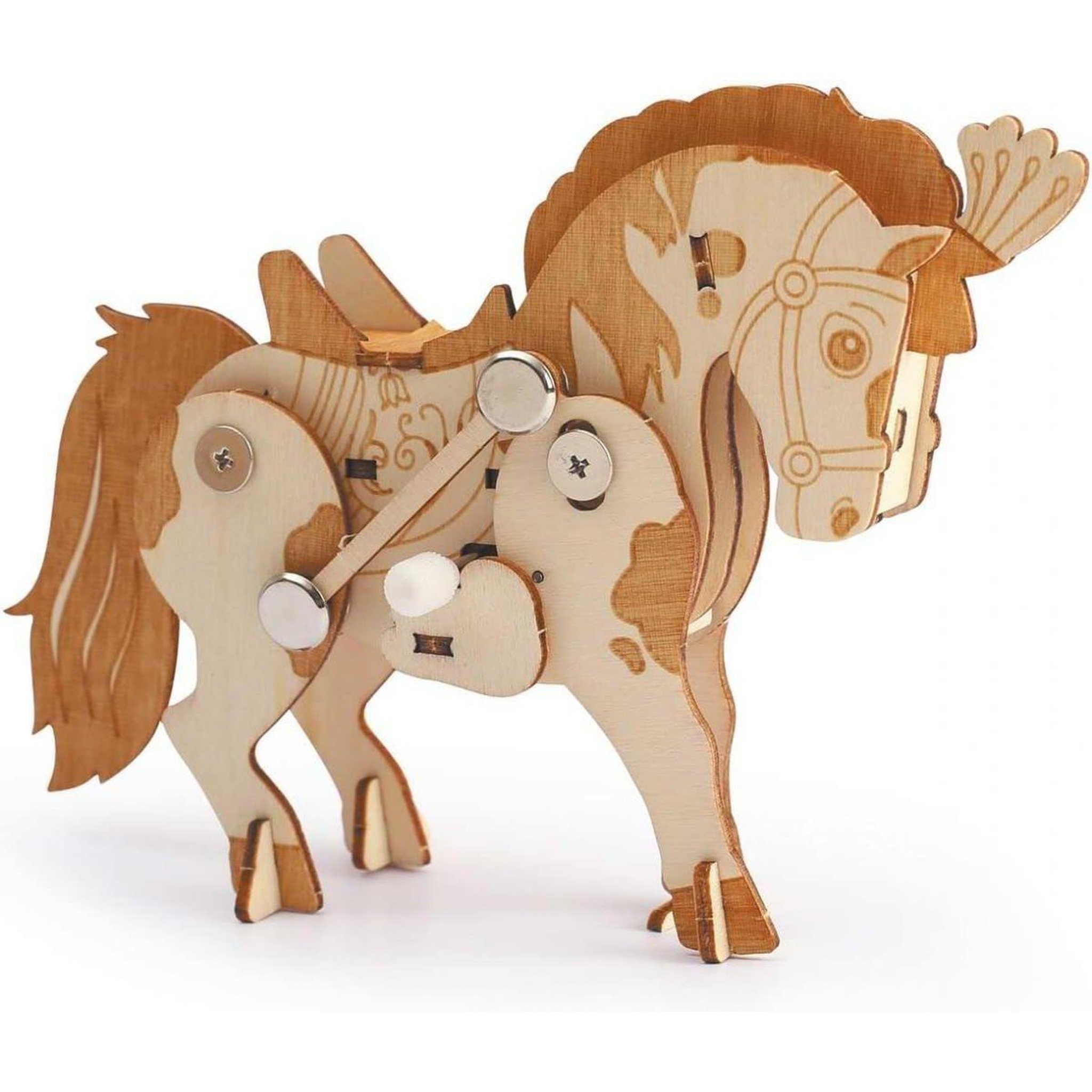 Voir la diapositive 2 : GRAINE CRÉATIVE Cheval - maquette en bois 3d mecanique a assembler
