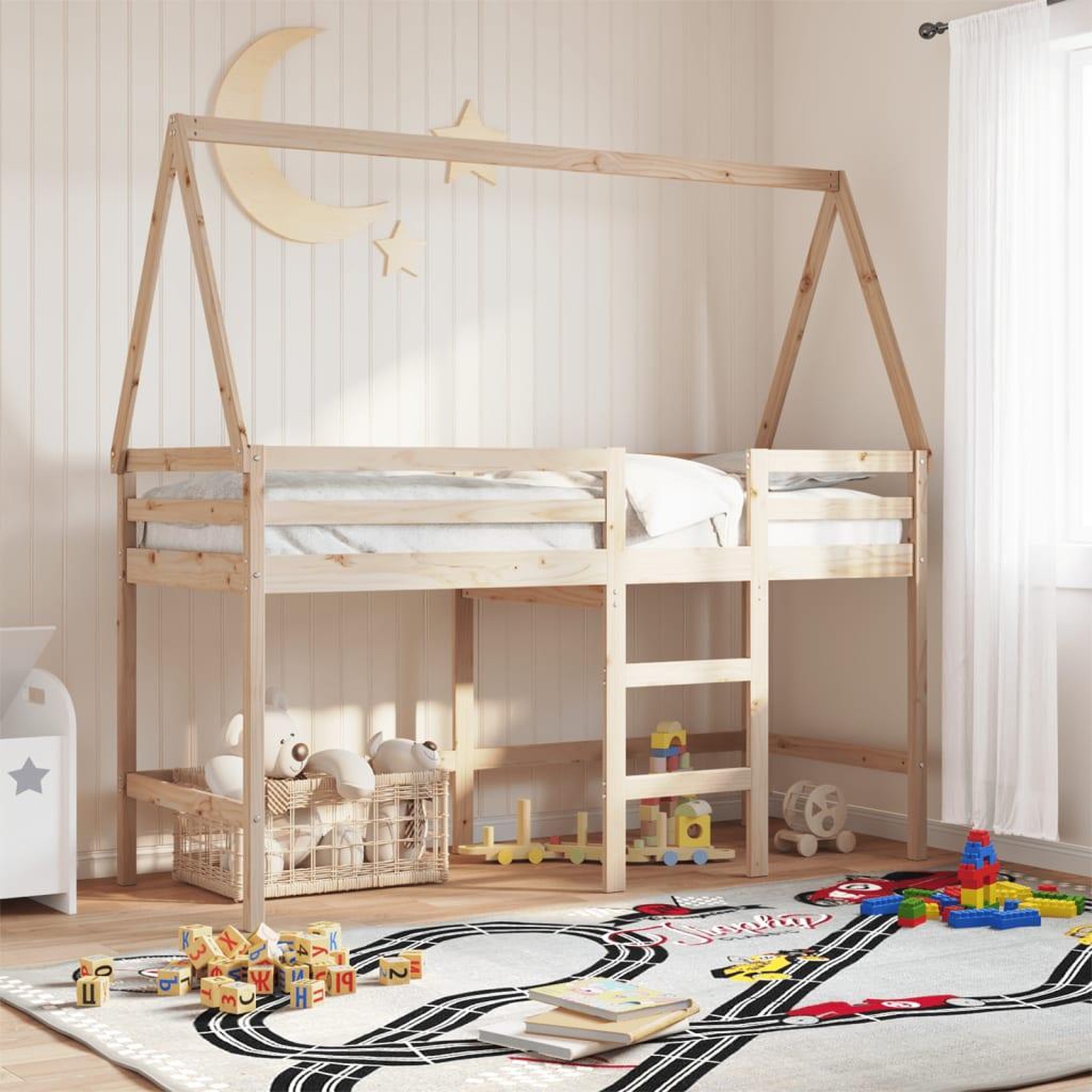 VIDAXL Lit superpose avec echelle et toit sans matelas 90x200 cm
