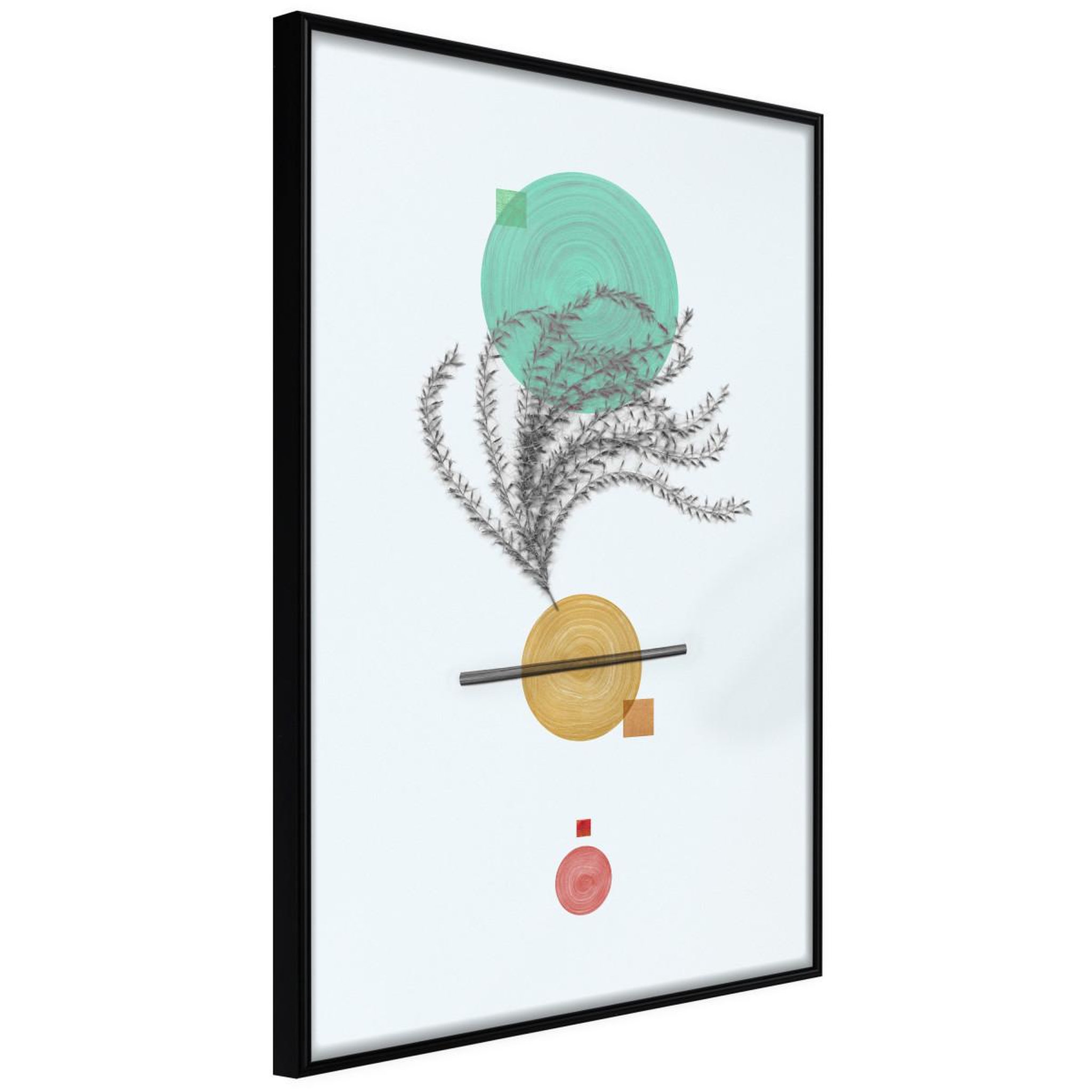 Paris Prix Affiche murale encadrée  geometric installation with a plant. Coloris disponibles : Jaune, Noir