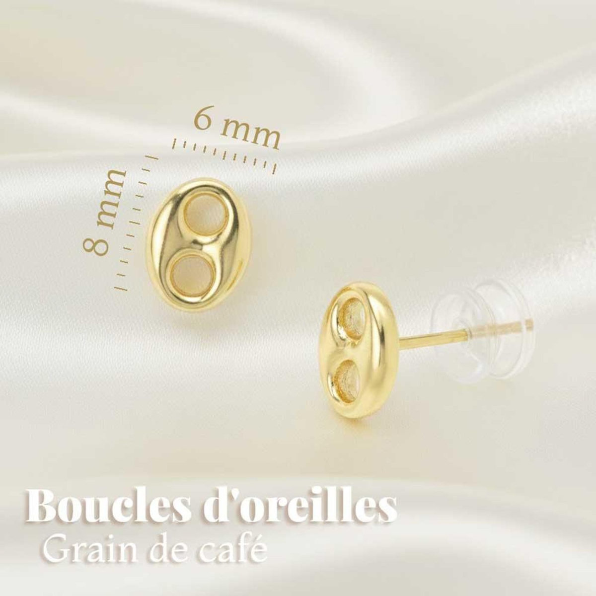 L'ATELIER D'AZUR Boucles d'Oreilles Or Jaune - Grain de Café
