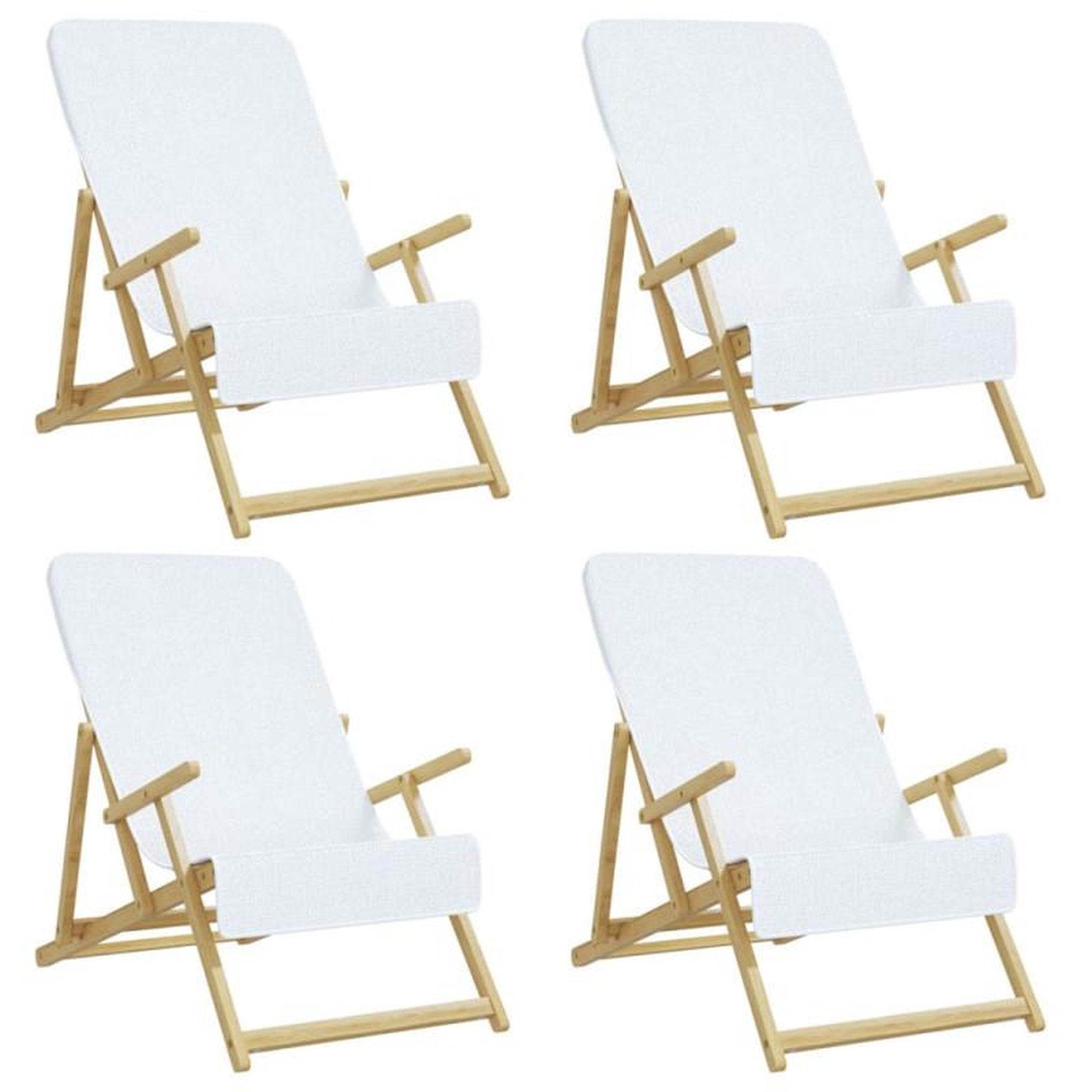 Voir la diapositive 2 : VIDAXL Serviettes de plage 4 pcs blanc 60x135 cm tissu 400 GSM