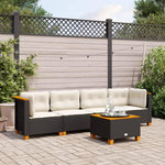 VIDAXL Salon de jardin 5 pcs avec coussins noir resine tressee