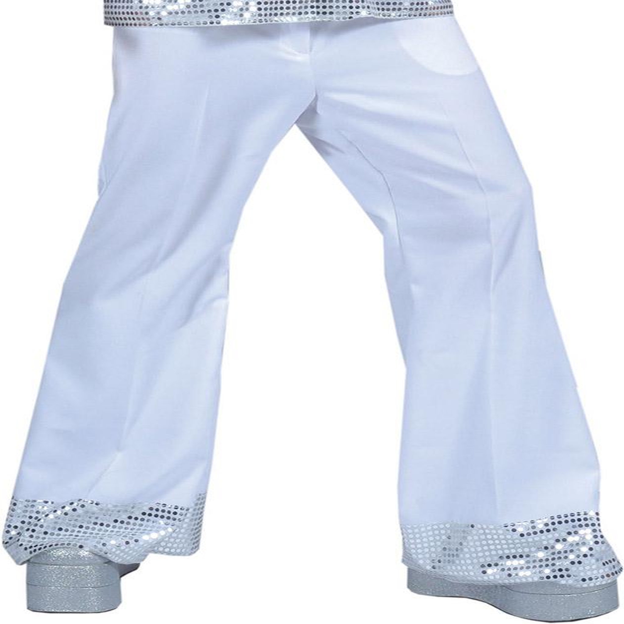 FUNNY FASHION Pantalon Disco Blanc - Adulte - L