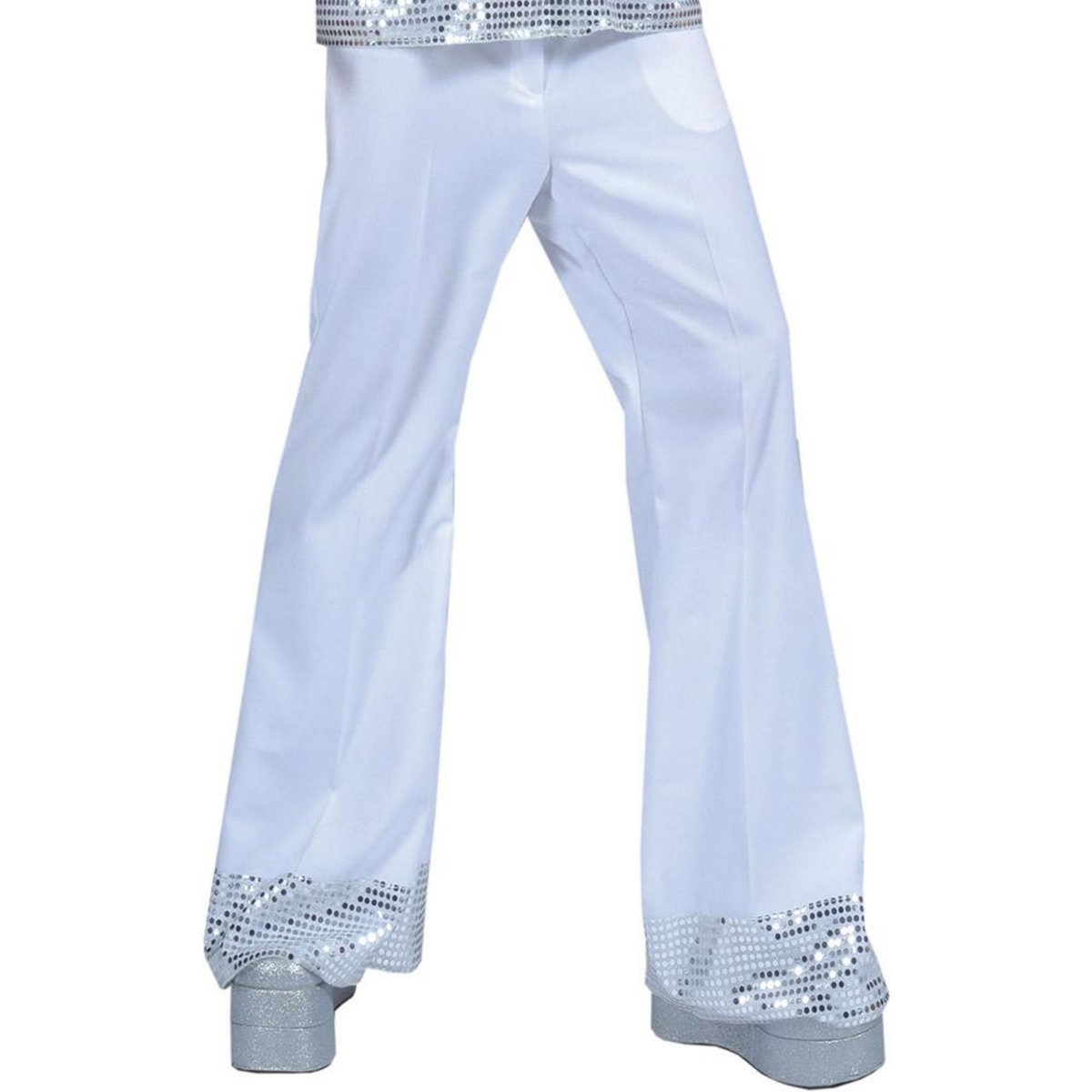 FUNNY FASHION Pantalon Disco Blanc - Adulte - L