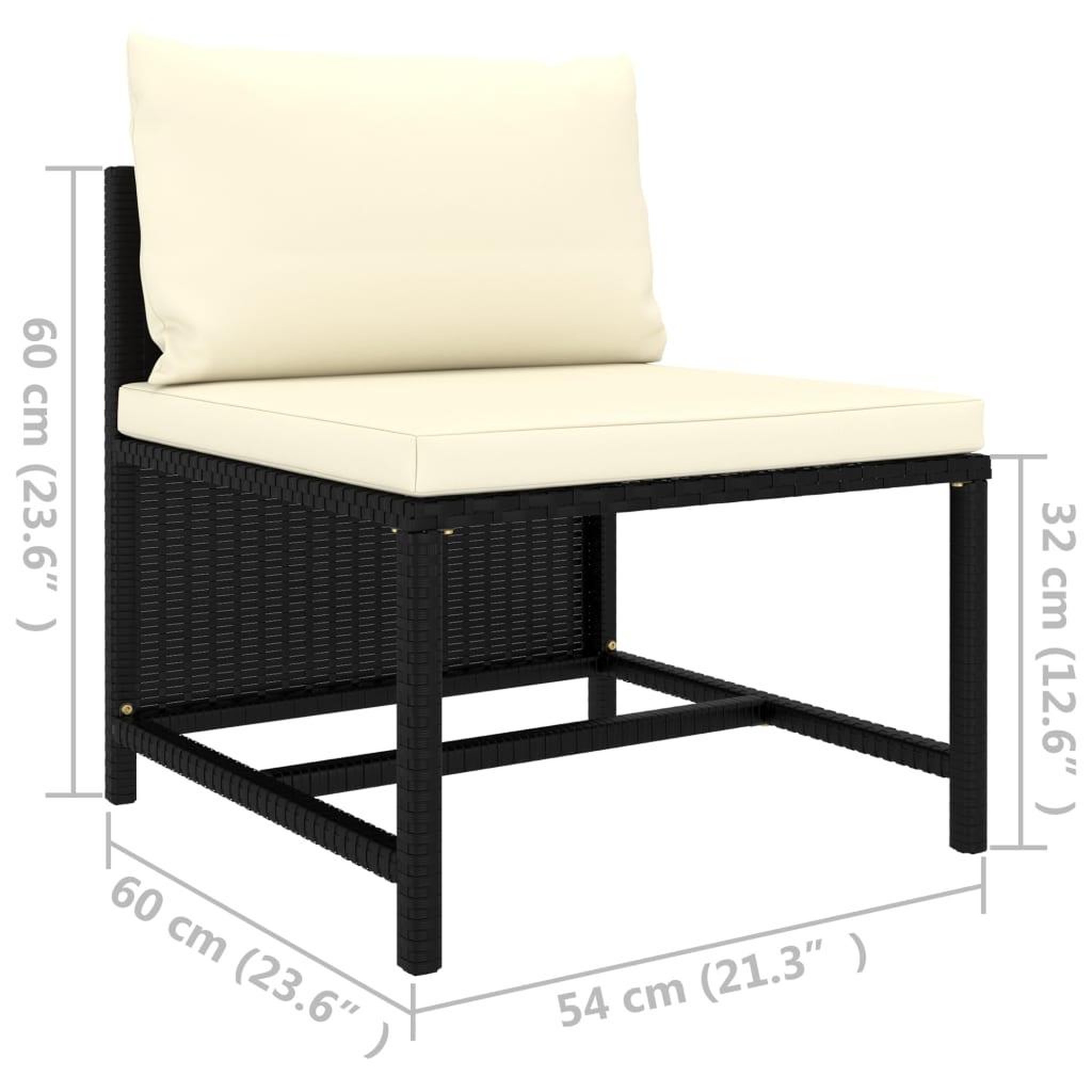Voir la diapositive 6 : VIDAXL Canape central sectionnel avec coussins Noir Resine tressee