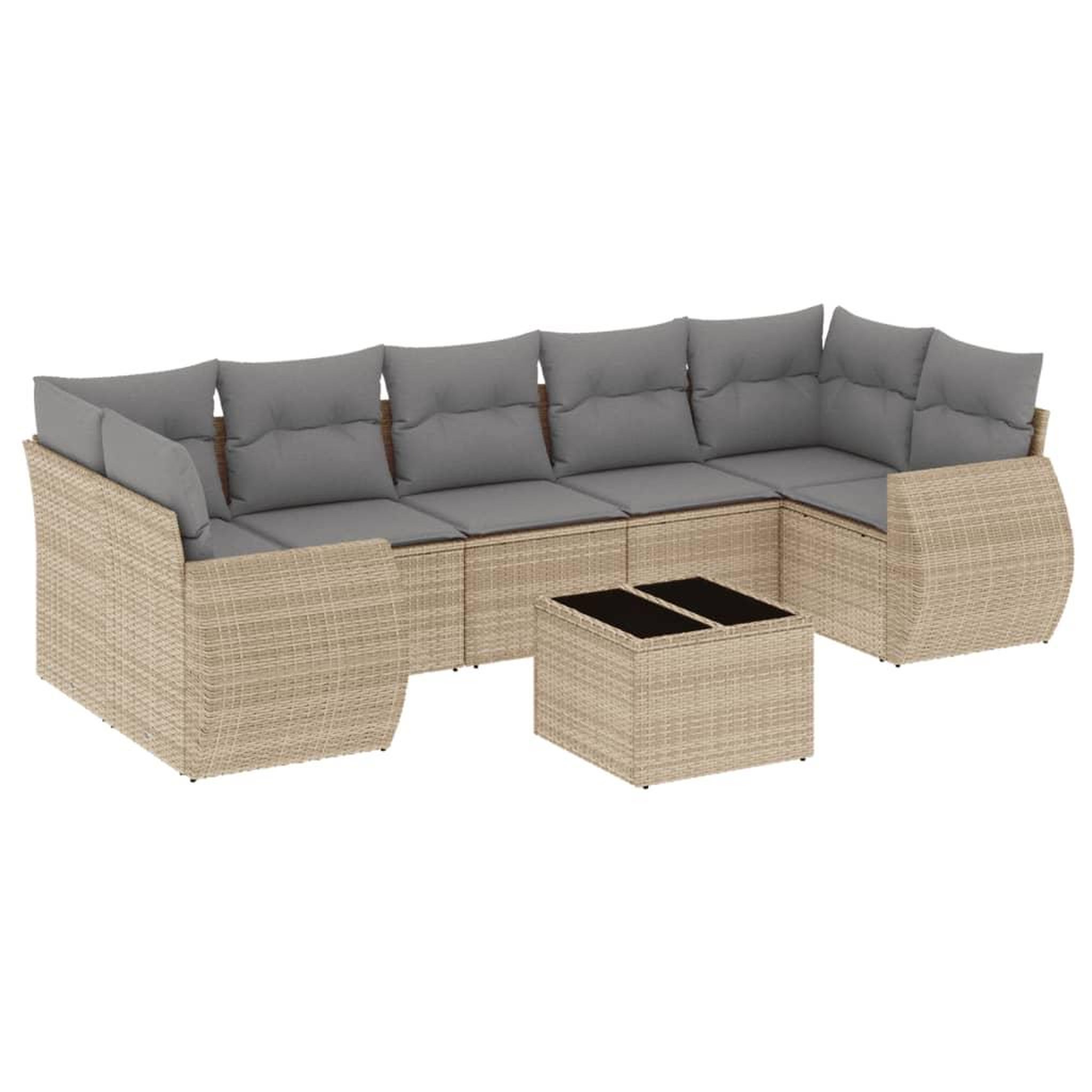 Voir la diapositive 2 : VIDAXL Salon de jardin avec coussins 8 pcs beige resine tressee