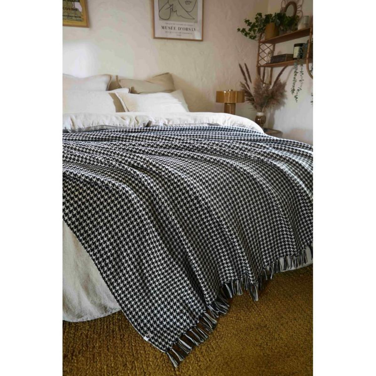 L EFFET PAPILLON Couvre lit à franges tissé teint  Gaspard  240 x 260 cm -  - 240 x 260 cm