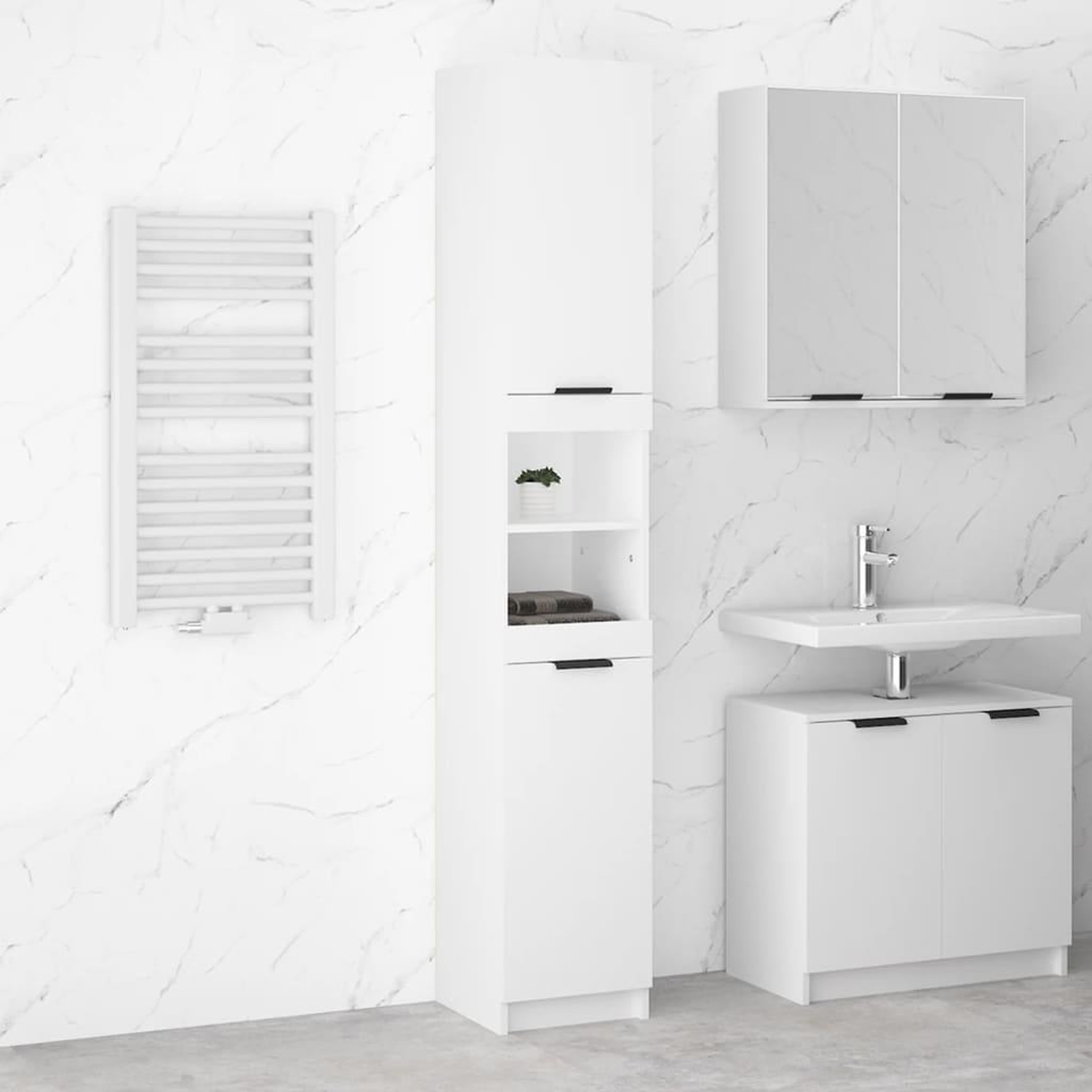 Voir la diapositive 1 : VIDAXL Armoire de salle de bain blanc 32x34x188,5 cm bois d'ingenierie