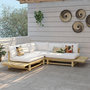 Voir la diapositive 2 : Rendez vous déco Canapé d'angle de jardin 4 places en teck et coussins blancs-Sunny
