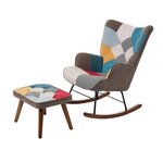 MERAX Rocking Chair Avec Repose-pieds Multicolore
