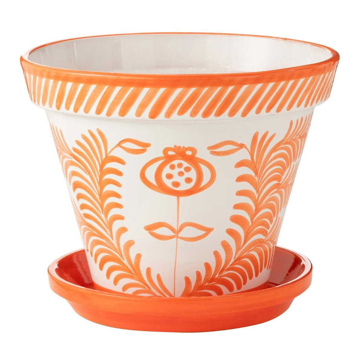 Paris Prix Pot Avec Soucoupe en Céramique  Granada  50cm Orange