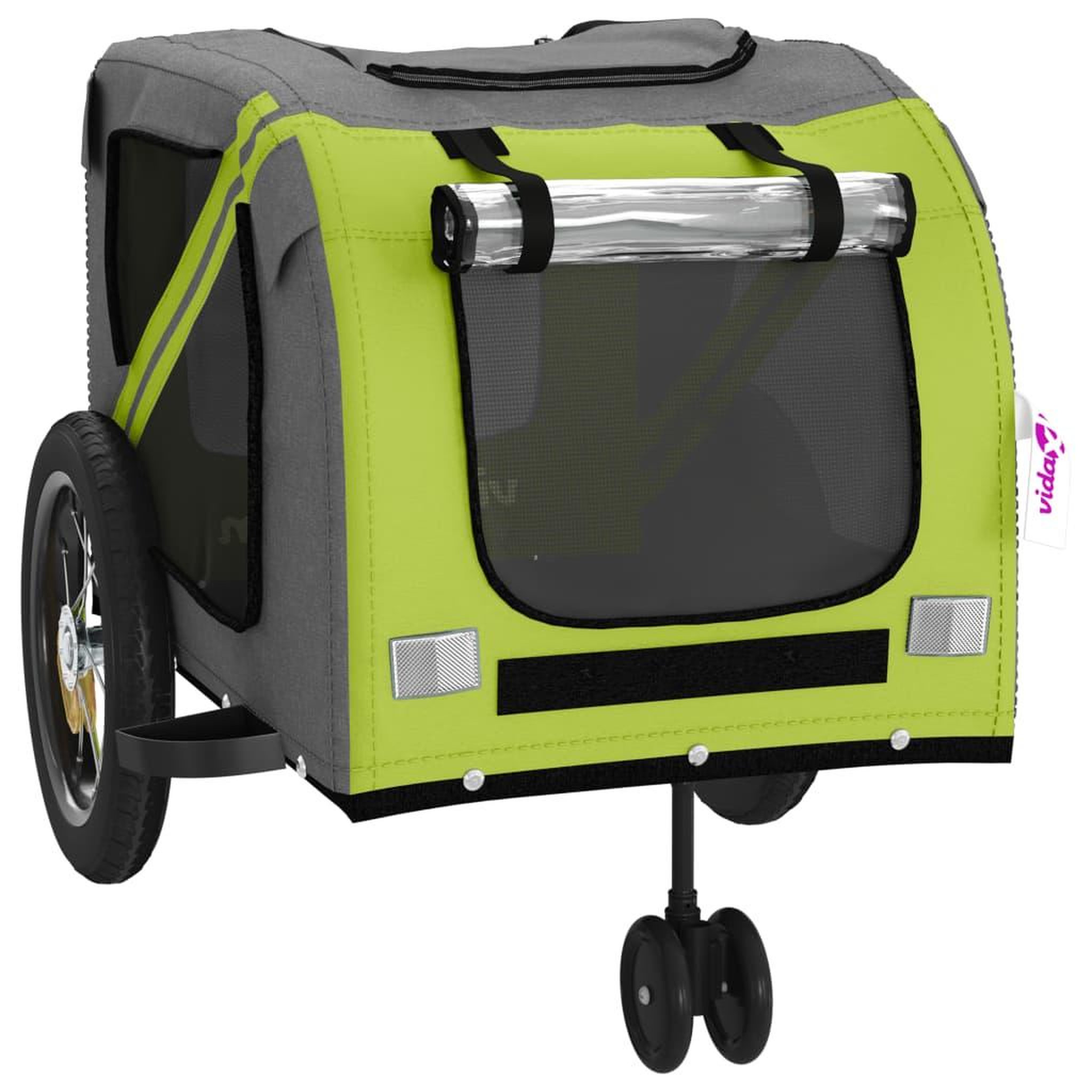 Voir la diapositive 5 : VIDAXL Remorque de velo pour animaux de compagnie vert et noir