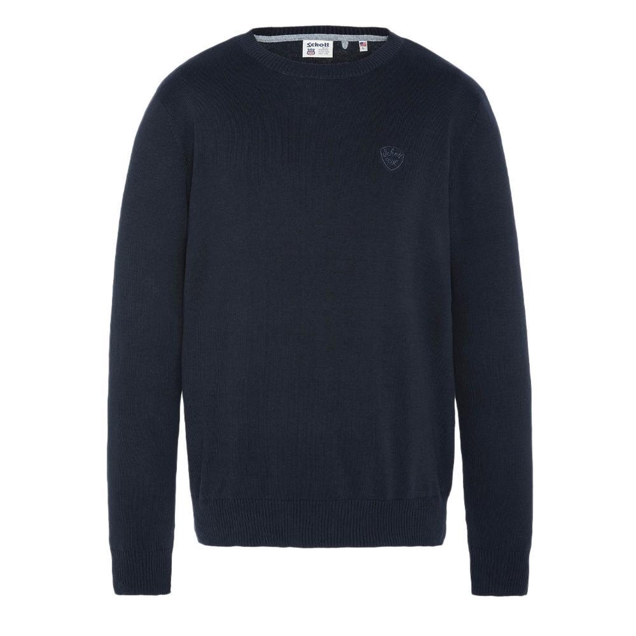 Voir la diapositive 1 : Schott Pull Marine Homme Schott Basic Fin Ras