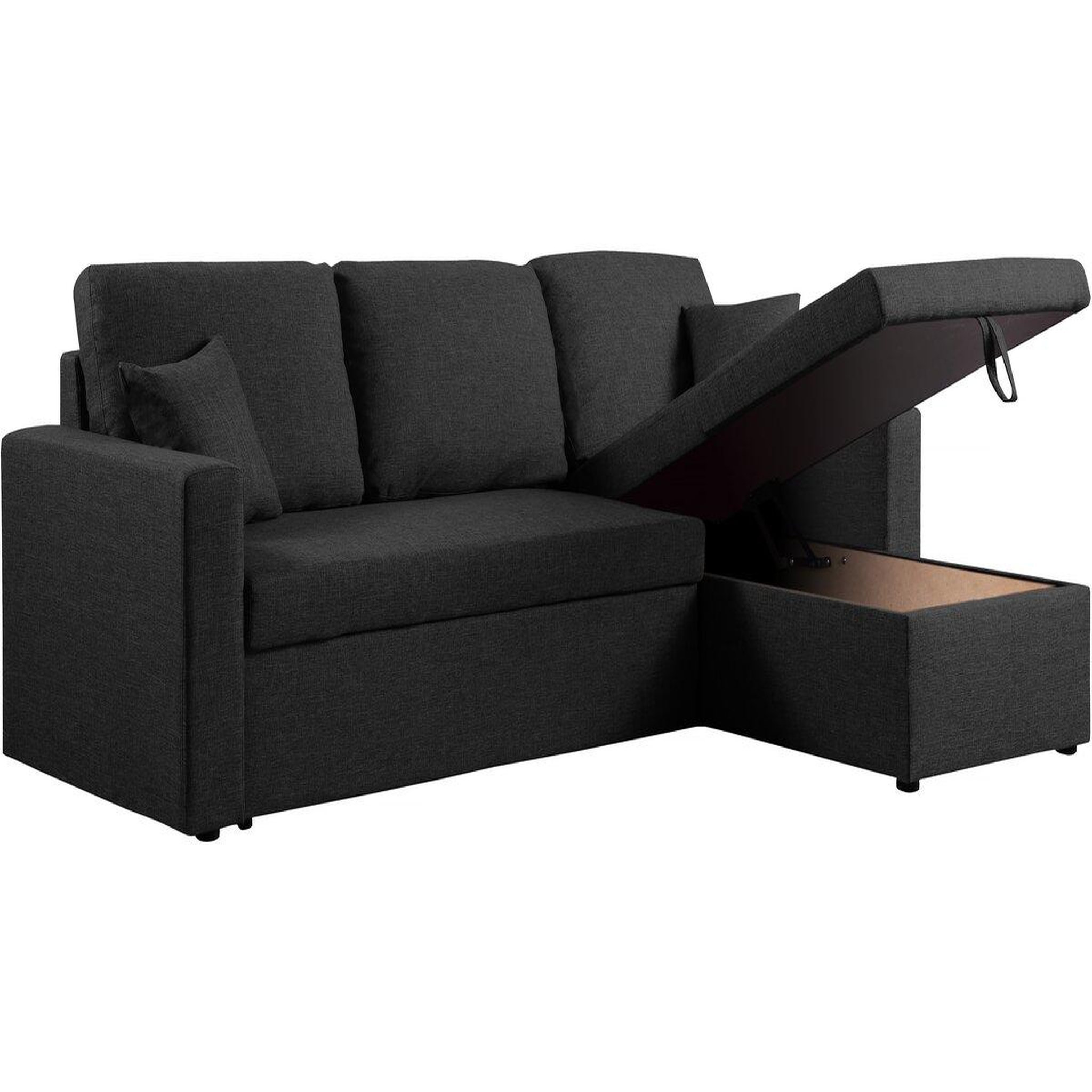 Voir la diapositive 1 : Habitat et Jardin Canapé d'angle convertible/ réversible avec coffre  Alain II  - 3 places - Noir