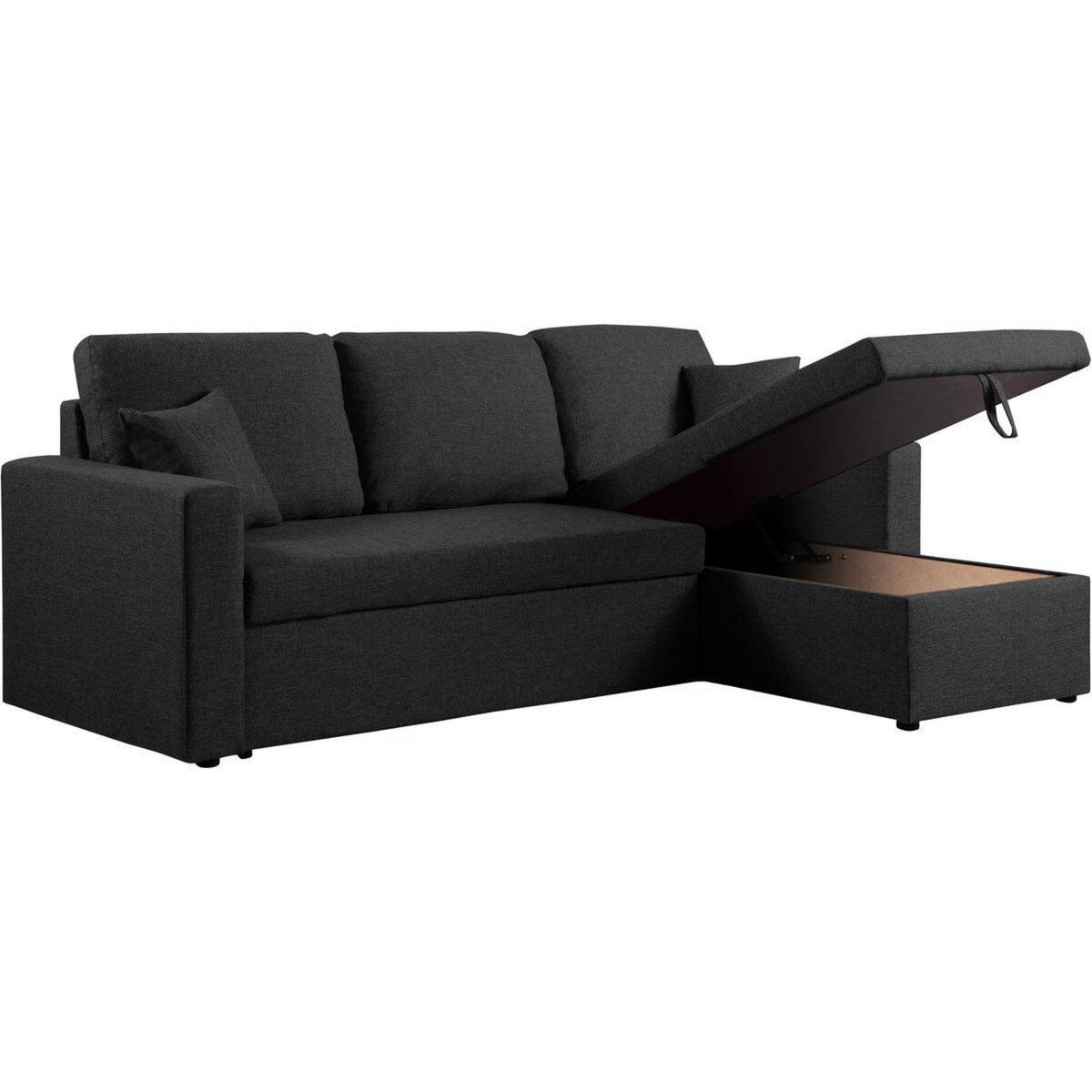 Habitat et Jardin Canapé d'angle convertible/ réversible avec coffre  Alain II  - 3 places - Noir