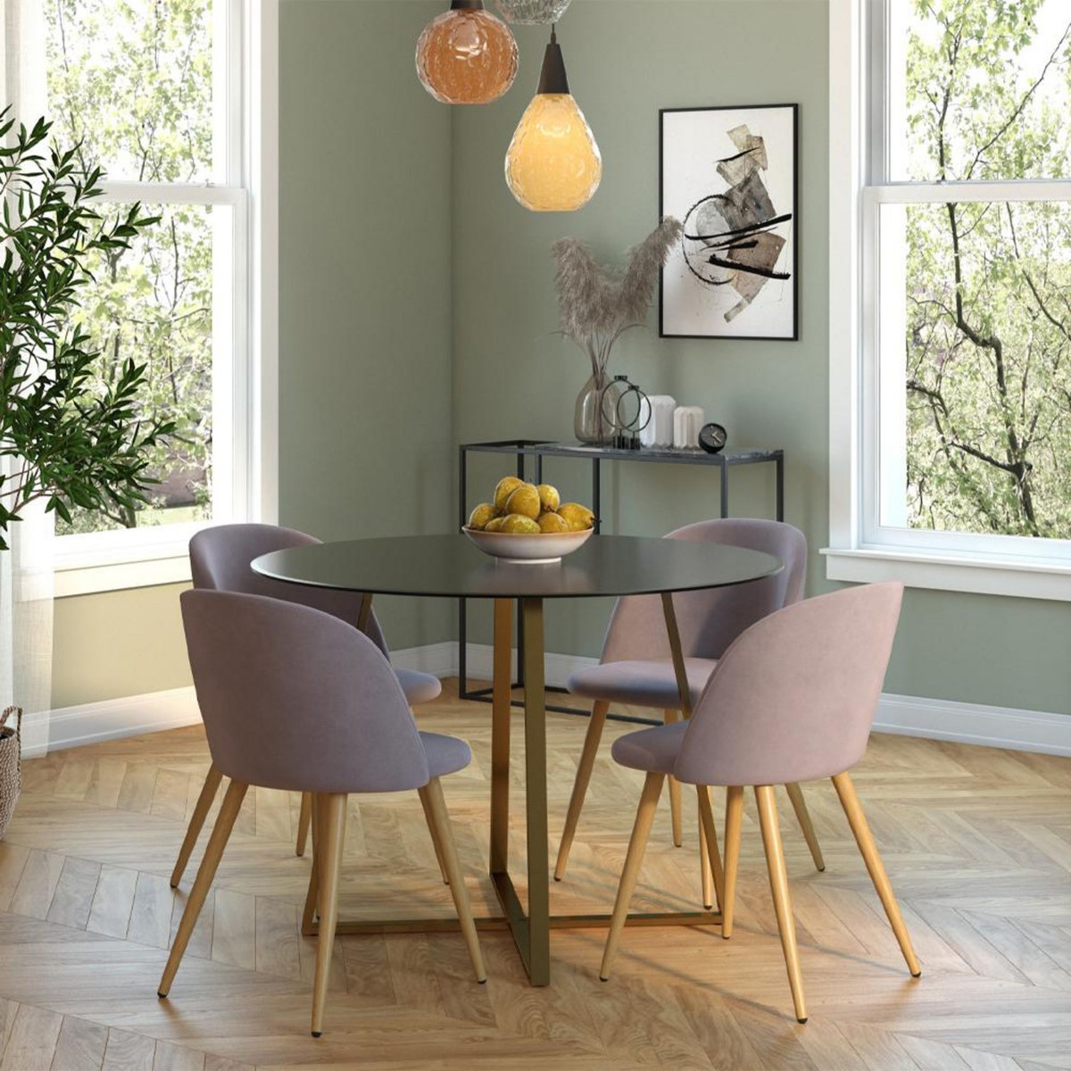 Rendez vous déco Lot de 2 chaises en velours bleu foncé et pieds en métal - Cozy