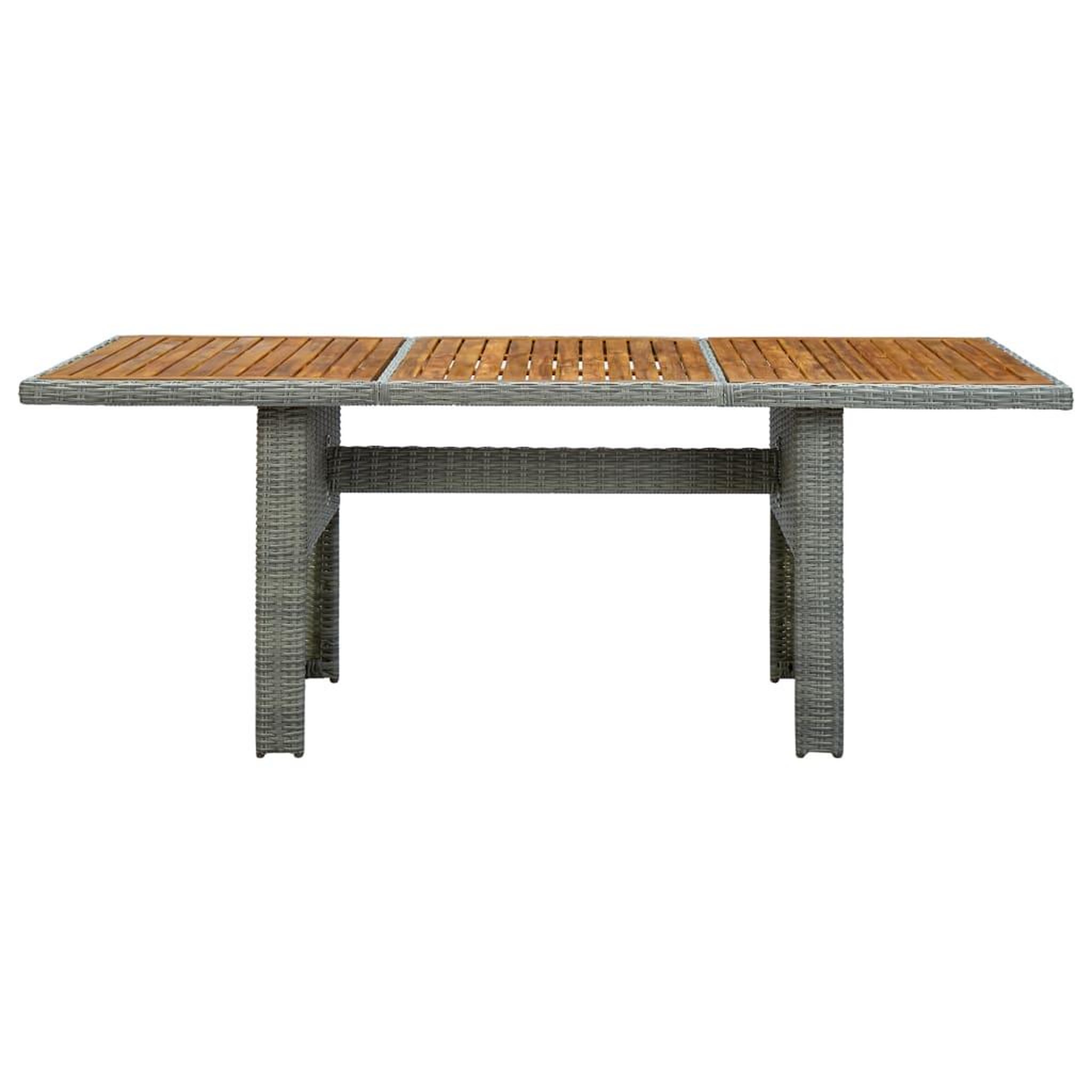 Voir la diapositive 2 : VIDAXL Table de jardin Gris clair Resine tressee et bois d'acacia