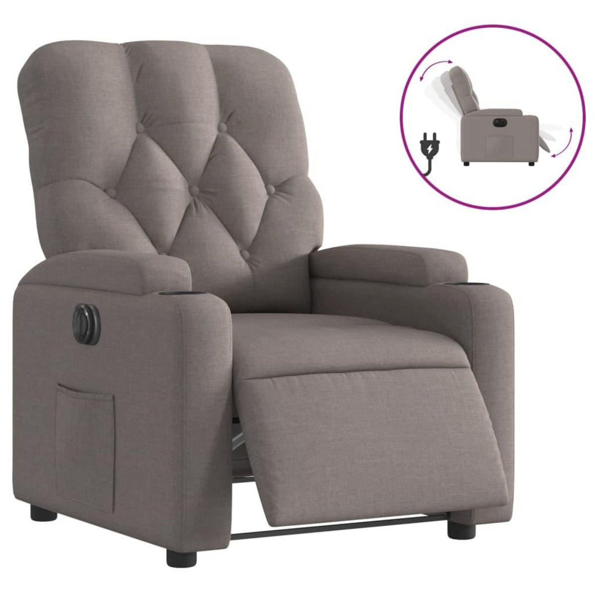 VIDAXL Fauteuil inclinable electrique Taupe Tissu