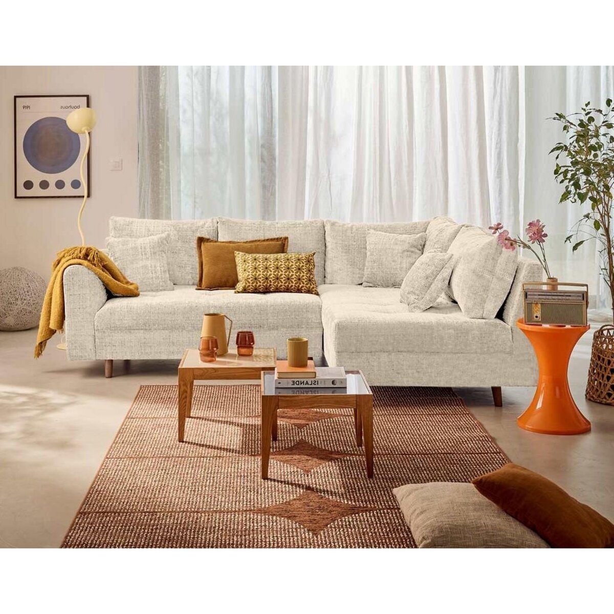 LISA DESIGN Rune - canapé d'angle droit 4 places en velours texturé