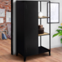 Voir la diapositive 2 : ID MARKET Armoire-étagère penderie ESTER 1 porte métal noir et bois design industriel