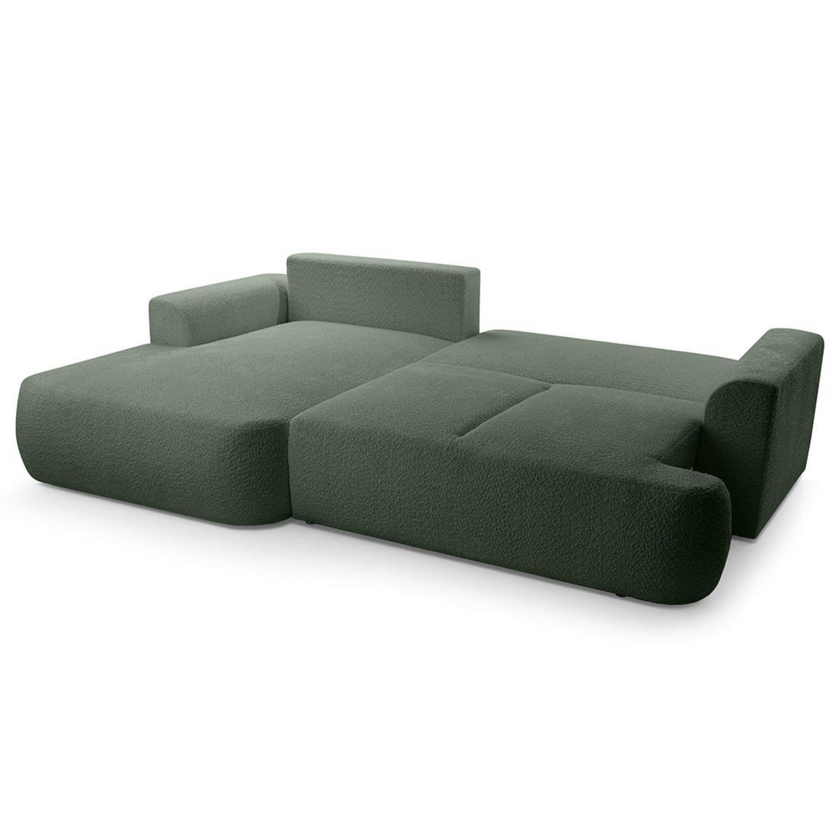 BEST MOBILIER Candela - canapé d'angle gauche 4 places - convertible avec coffre - en tissu bouclette