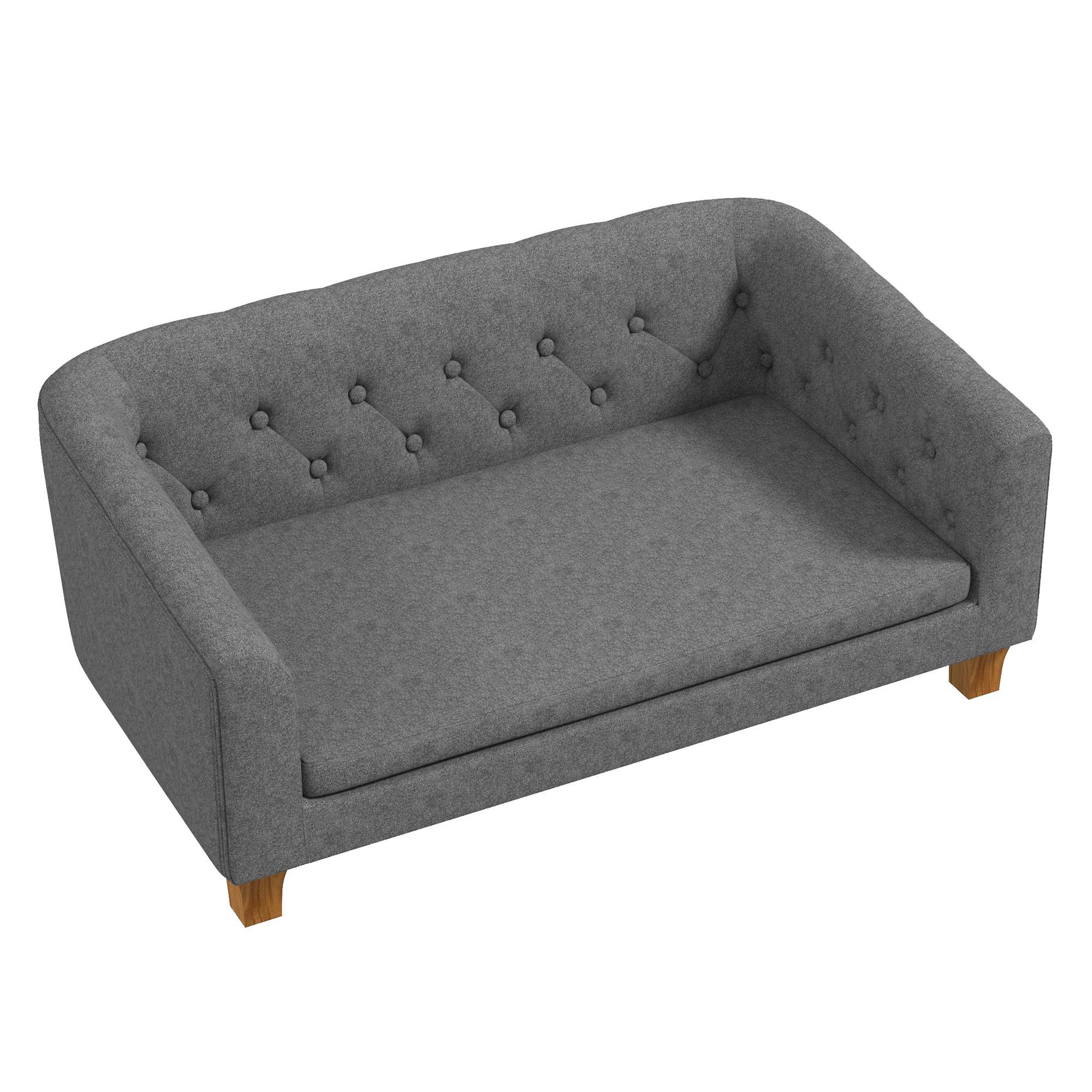 Voir la diapositive 4 : PAWHUT Canapé chien lit pour chien style Chesterfield dossier capitonné coussin moelleux pieds bois polyester gris