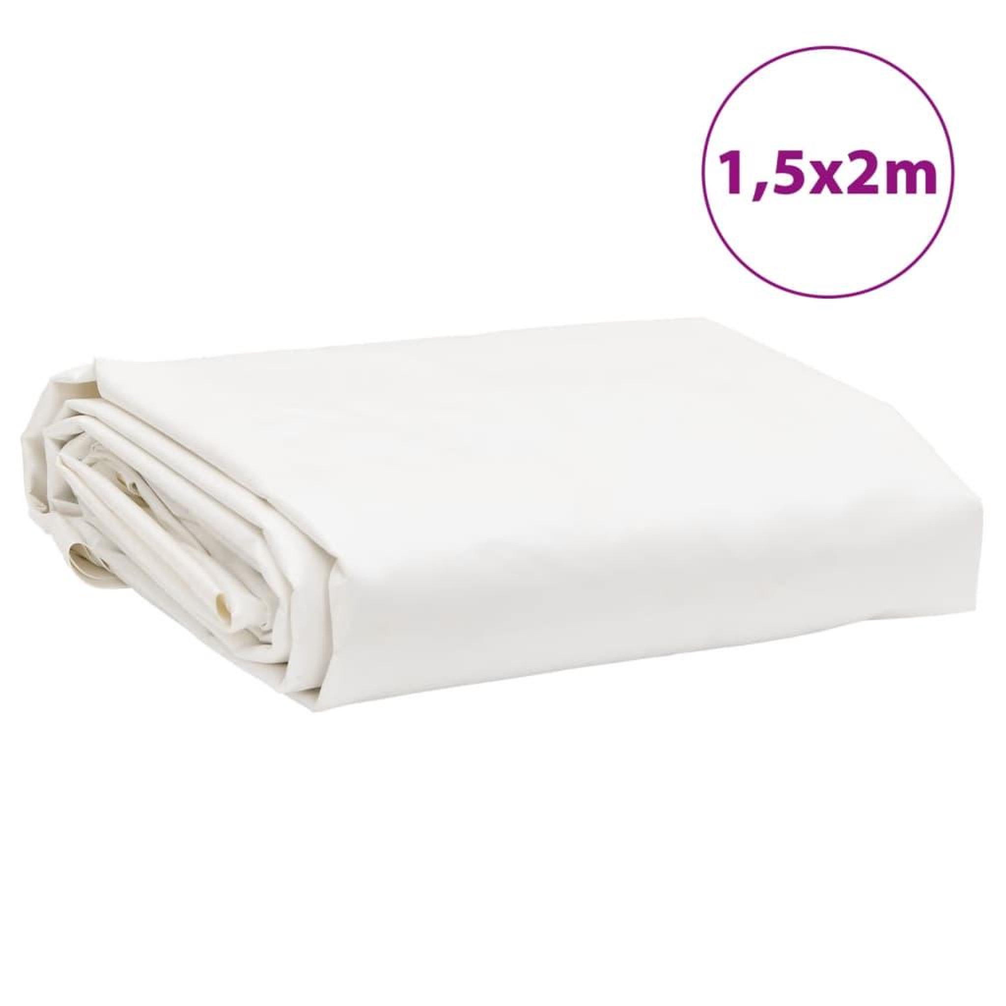 Voir la diapositive 6 : VIDAXL Bache blanc 1,5x2 m 600 g/m²