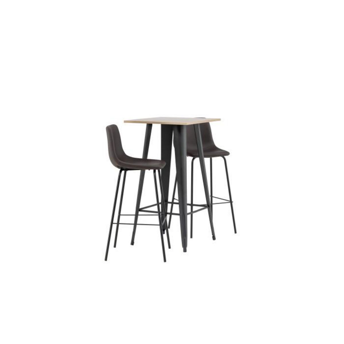 Paris Prix Ensemble Table de Bar & 2 Chaises  Tempe & Alexis  105cm Noyer & Marron