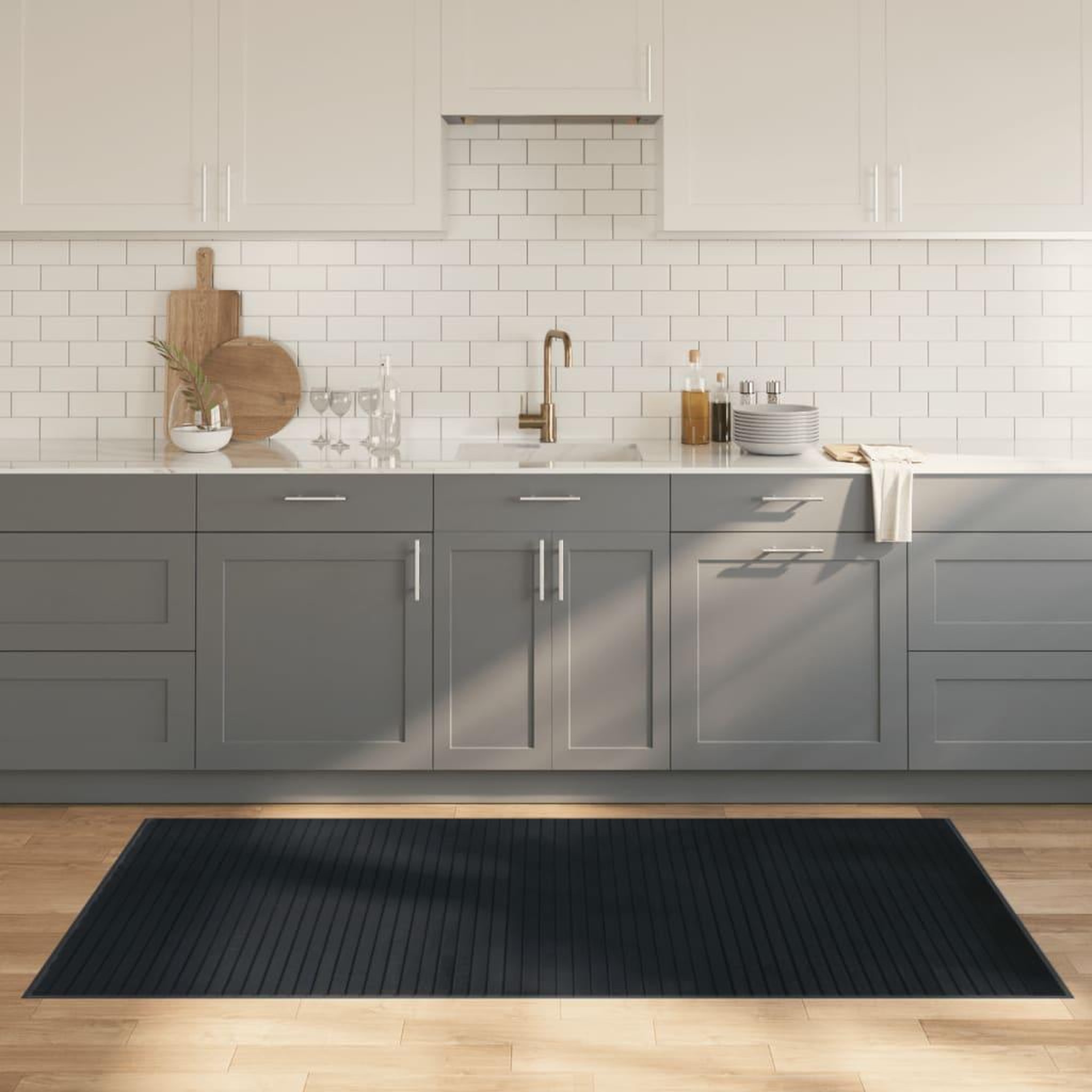VIDAXL Tapis rectangulaire gris 100x200 cm bambou