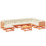 Voir la diapositive 2 : VIDAXL Salon de jardin 9 pcs avec coussins marron cire bois pin massif
