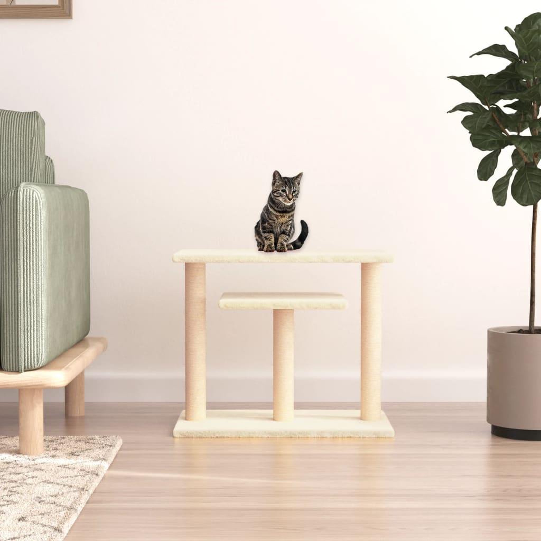 VIDAXL Arbres a chat avec plates-formes creme 62,5 cm